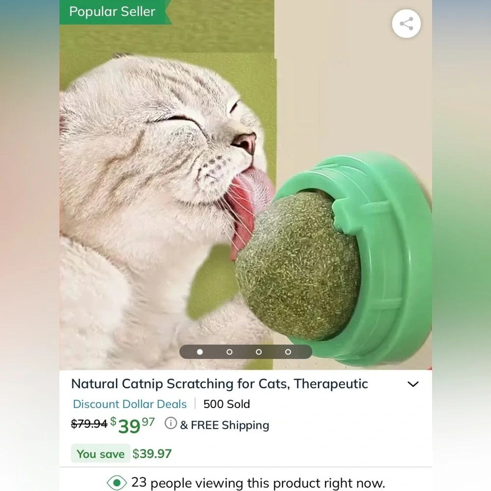 🟢 😸 Catnip Cat Licking Green Ball